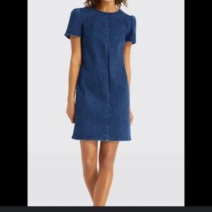 Draper James Denim Shift Dress With Pockets Keyhole Closure Size 6